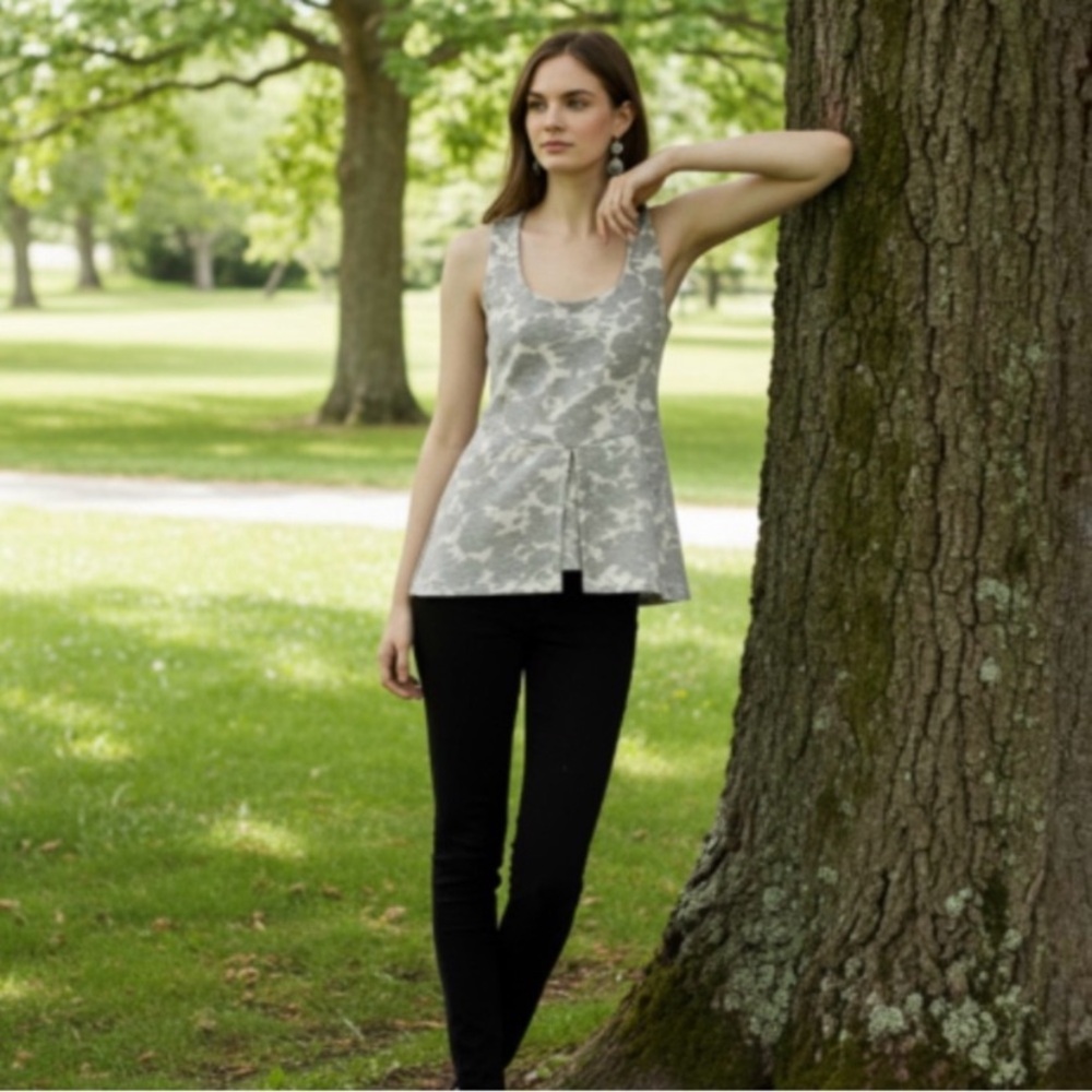 Akemi + Kin Grey Scuba Peplum Top by Anthropologie